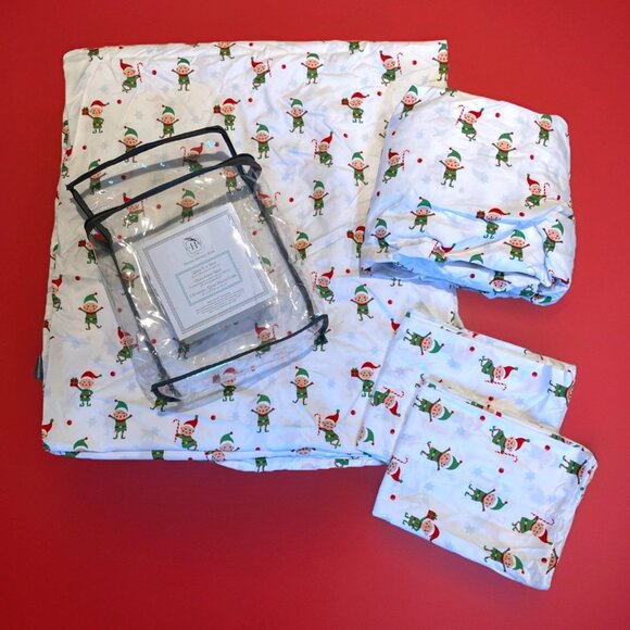 Holiday Sheet Set Modern Southern Home 4 Piece Queen Size Elf Microfiber Soft - Picture 1 of 9